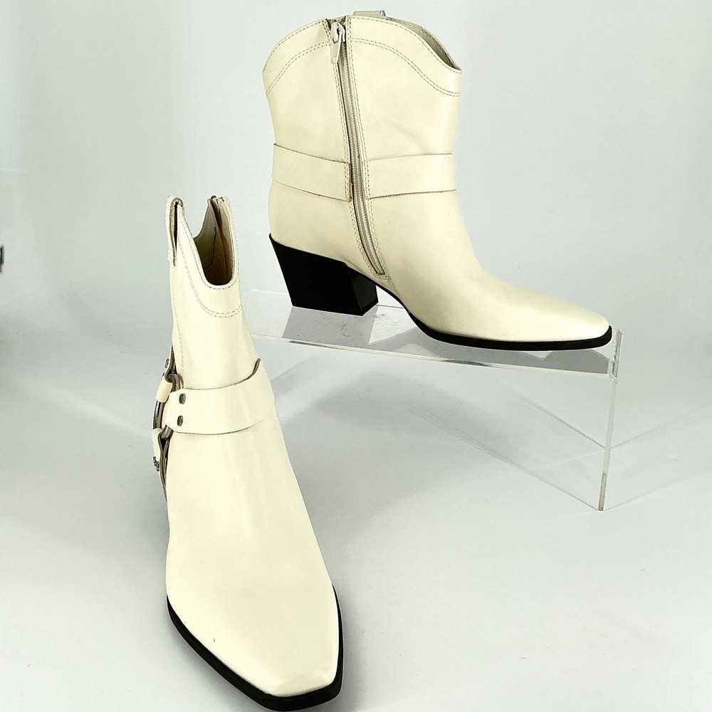 Open Edit Size 9 Ivory Leather Harness Ankle Boots NEW Cream Beige ENZO $129